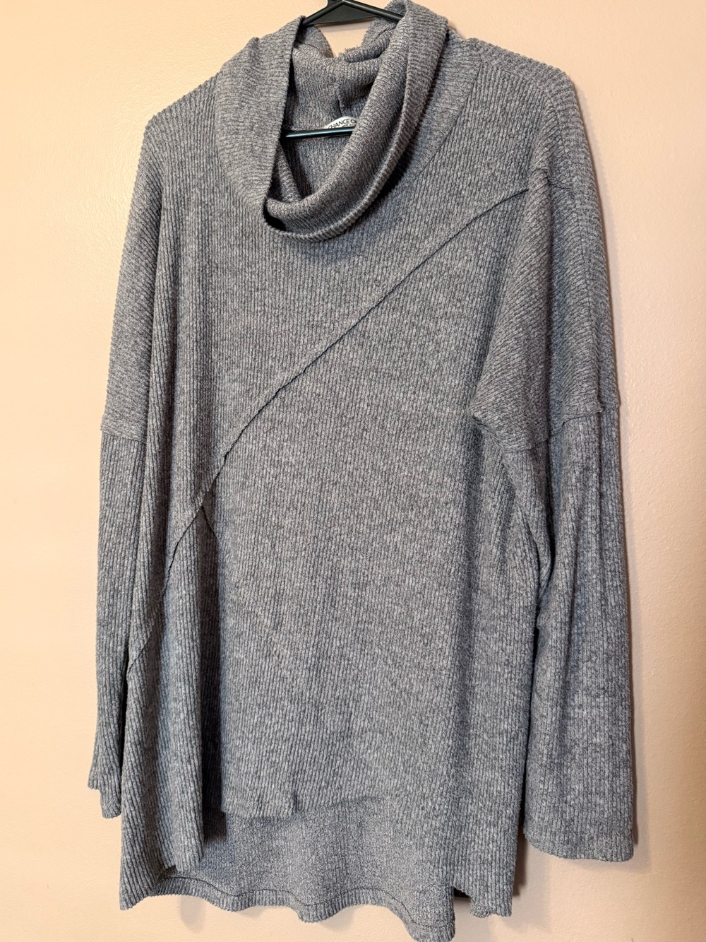 Chance or Fate Gray Ribbed Cowl Neck Sweater